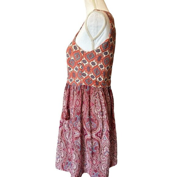 Japna Boho Floral Print Sleeveless Dress Size M Zipper Back Handmade Viscose - Picture 3 of 14
